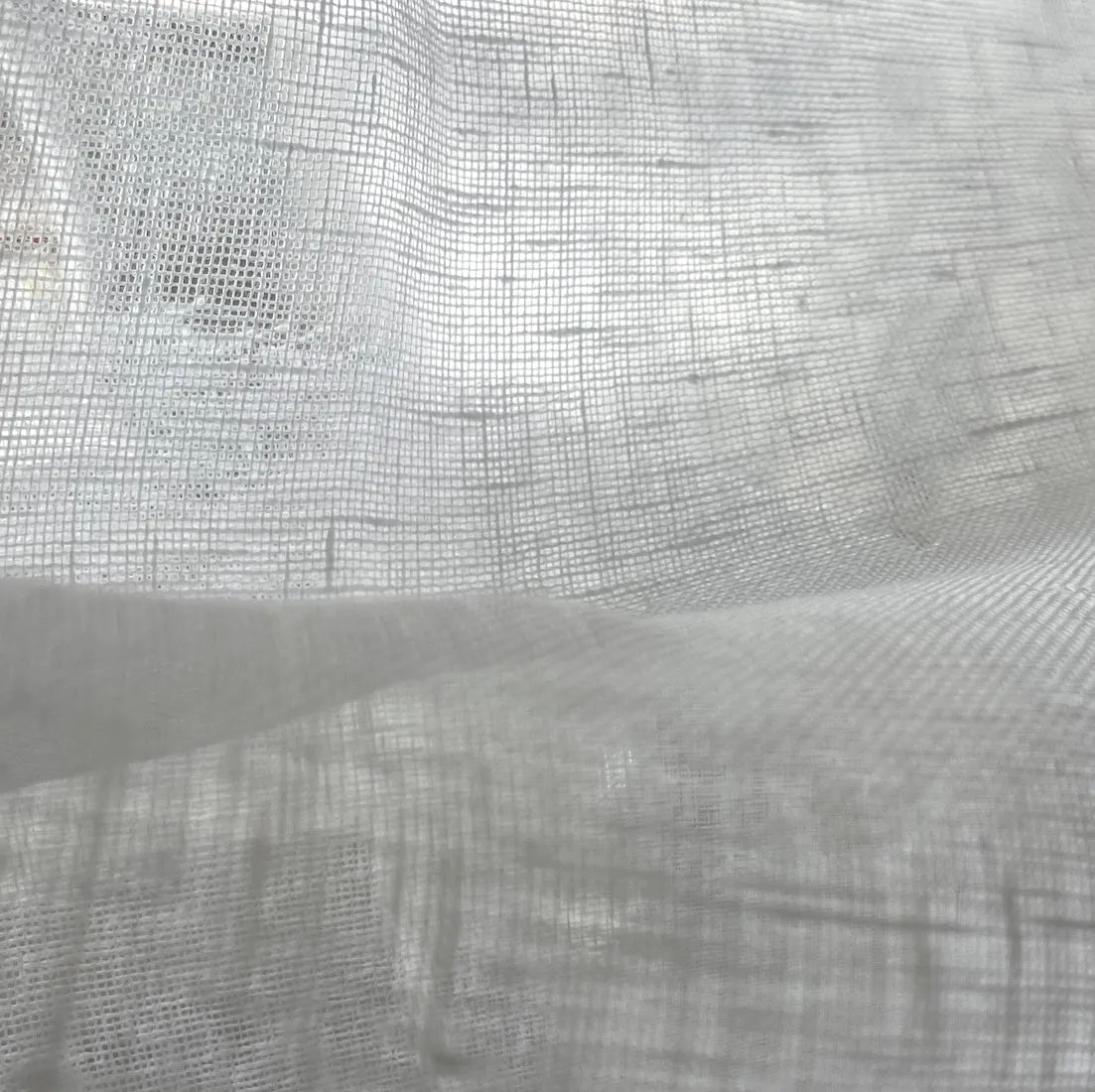 120" Wide Semi-Sheer Dyed White Linen Scrim (Made in Poland)