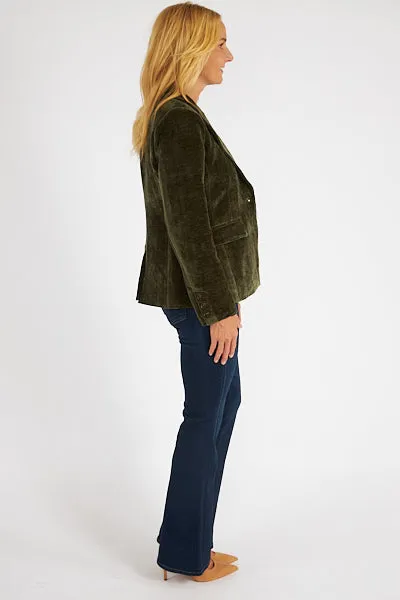 Bentley Velour Brushed Blazer ~ Dark Olive