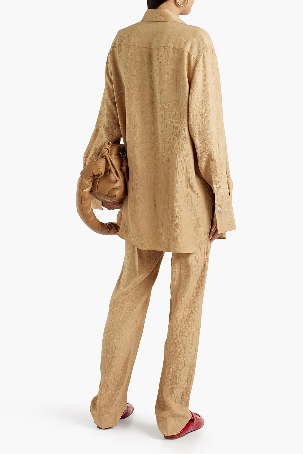 Brooks Crinkle Satin Shirt JOSEPH, Sand