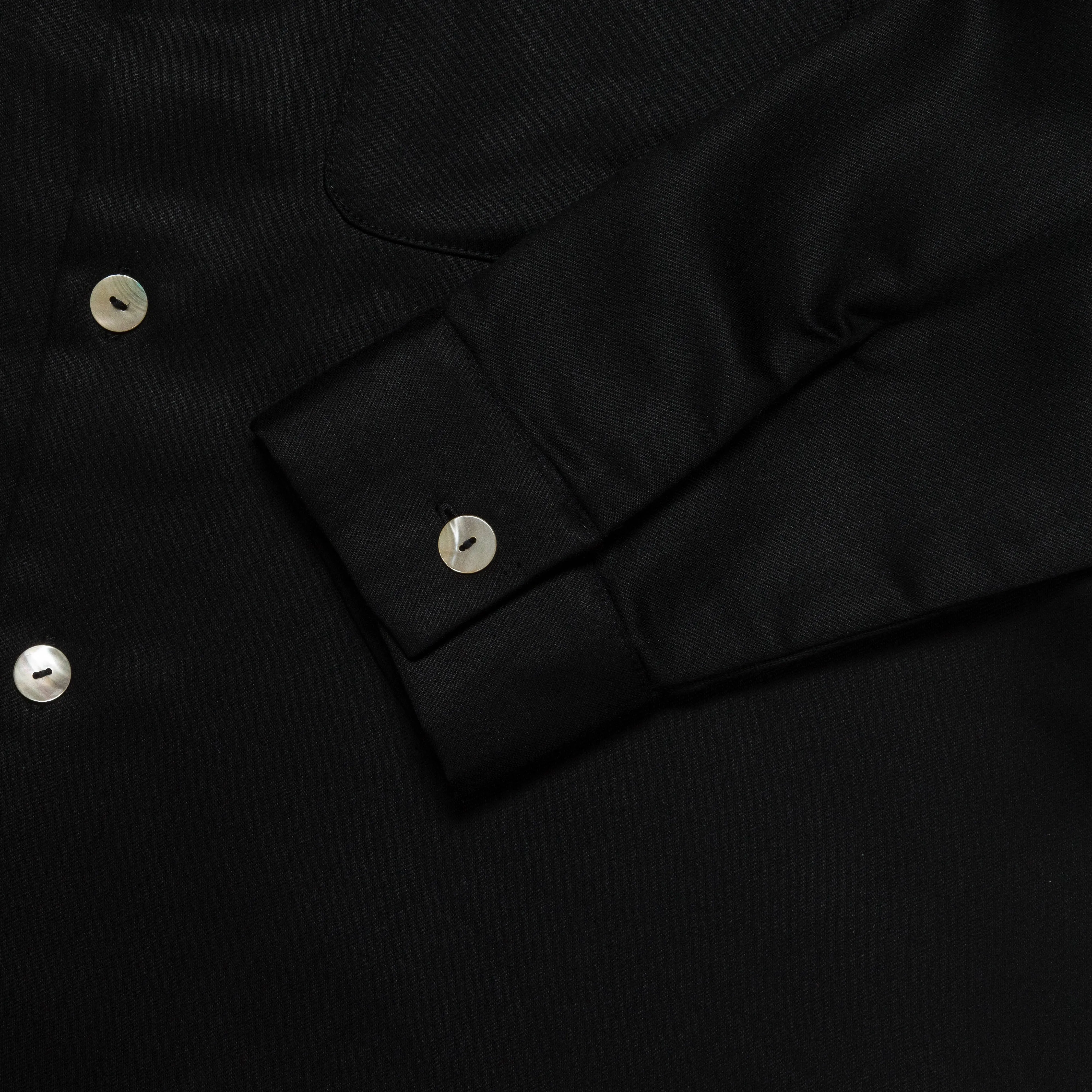 Brushed Back Satin Overshirt - Black