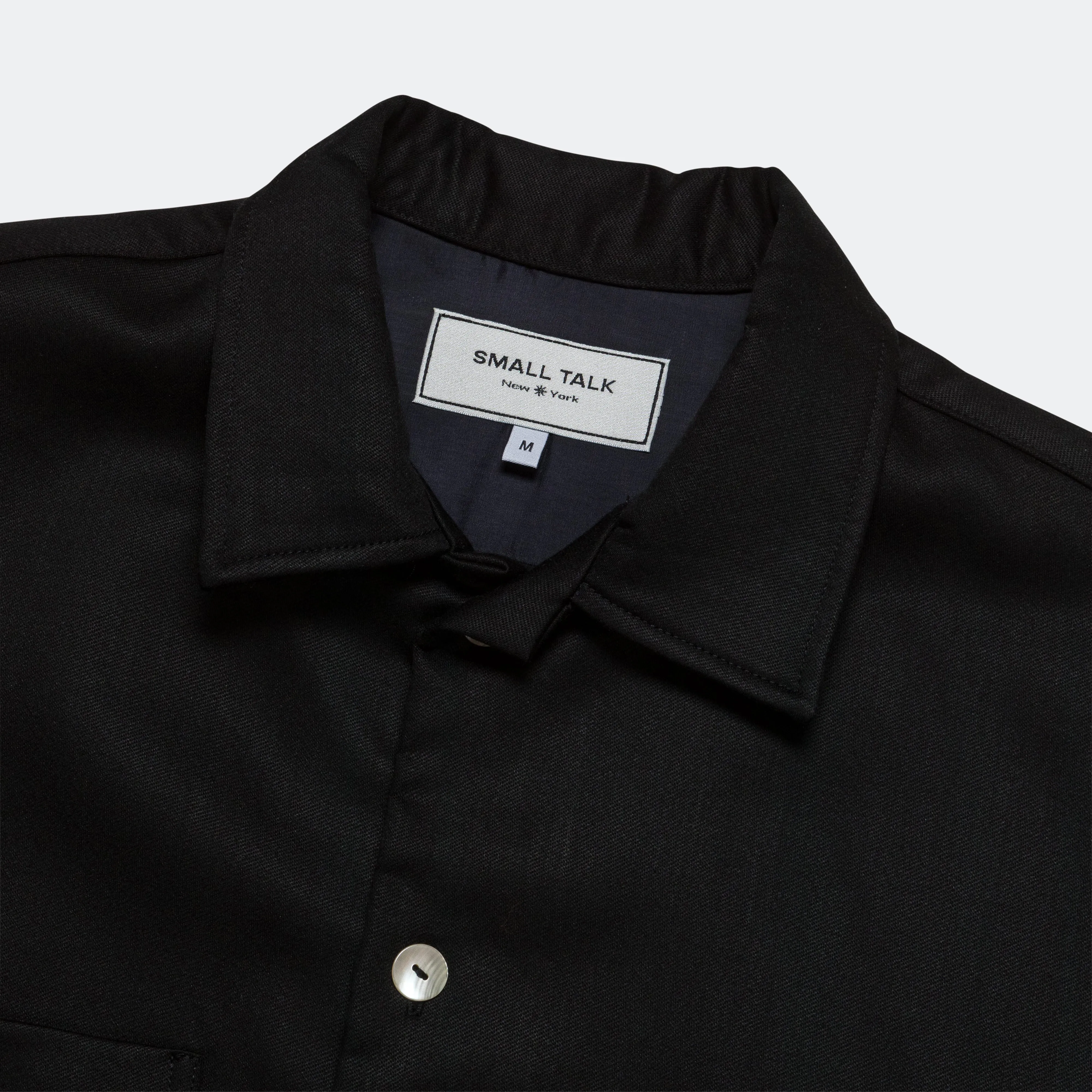 Brushed Back Satin Overshirt - Black