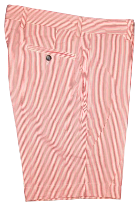 Charleston Khakis Seersucker Short Red/Cream<br>Flat Front<br>Regular Rise