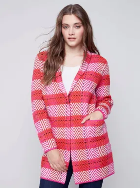 CHB Chevron Cardi Fuchsia