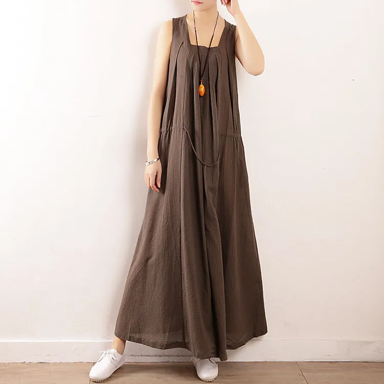 Coffee Strap Women Dresses Long Women Sleeveless Dresses AMT962224