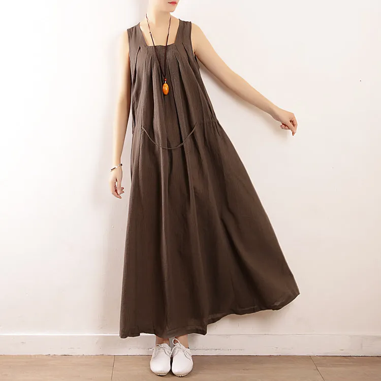 Coffee Strap Women Dresses Long Women Sleeveless Dresses AMT962224