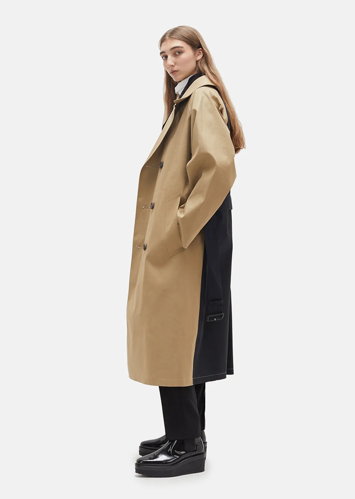 Color Blocked Trench Coat