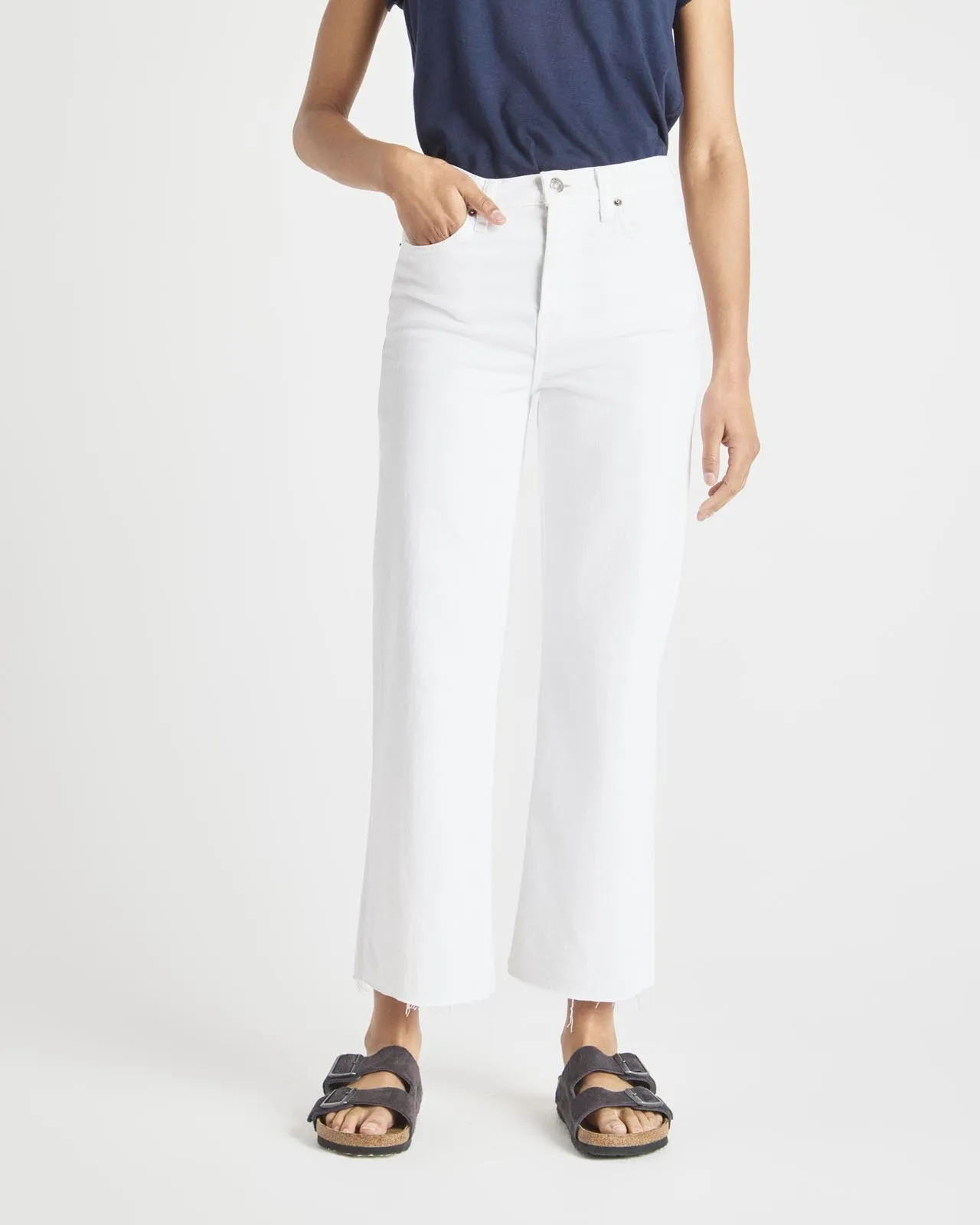 Cropped Wide Leg Jean in White