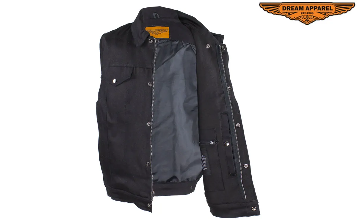 Dream Apparel Men's Zippered Black Denim Club Vest