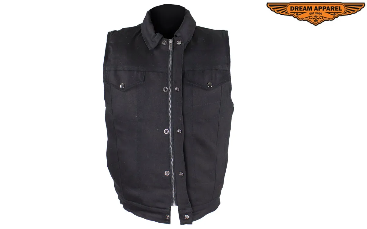 Dream Apparel Men's Zippered Black Denim Club Vest