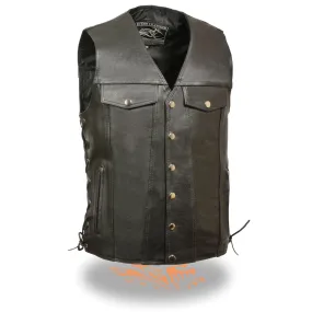 Event Leather EL5360 Men's Side Lace Vest w/ Denim Style Pockets