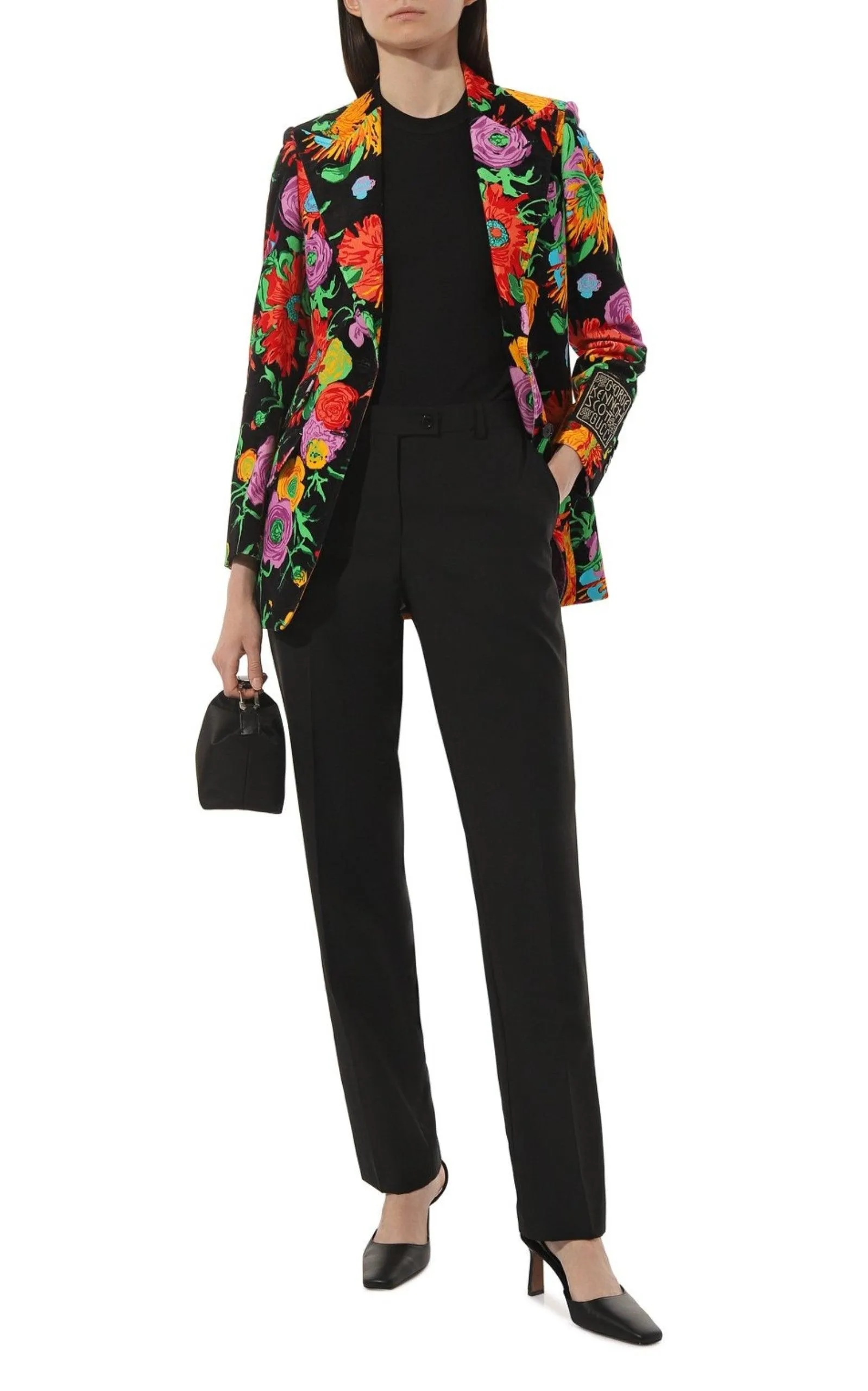 Floral Print Velvet Blazer