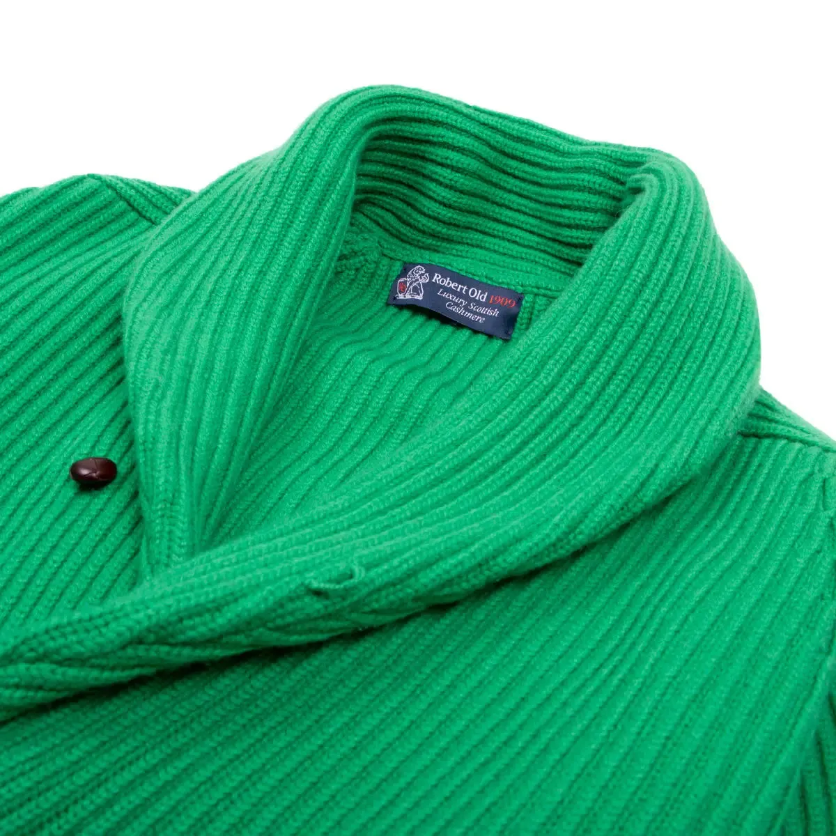 Grasshopper Green Colonial 8ply Cashmere Shawl Cardigan