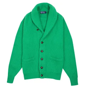 Grasshopper Green Colonial 8ply Cashmere Shawl Cardigan