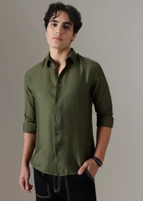 Green Crushed Satin Shirt