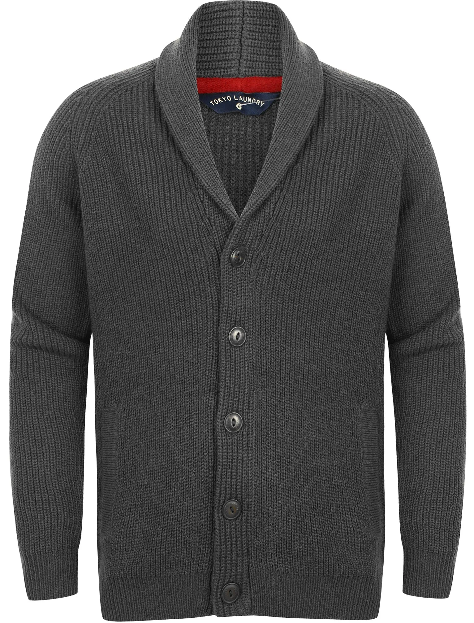 Hatton Wool Blend Shawl Neck Cardigan In Charcoal - Tokyo Laundry