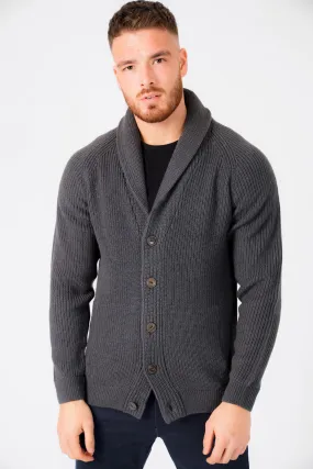 Hatton Wool Blend Shawl Neck Cardigan In Charcoal - Tokyo Laundry