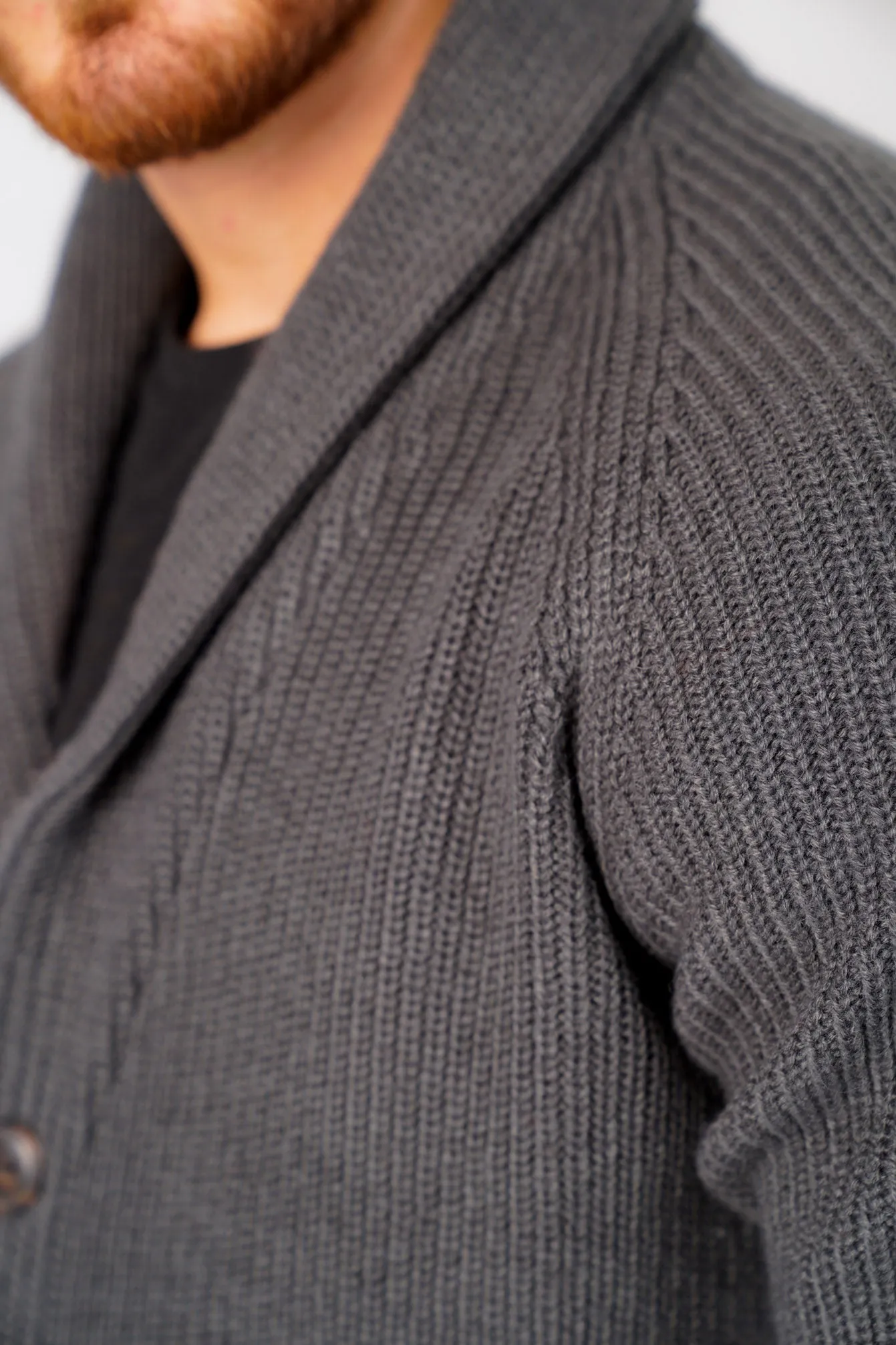 Hatton Wool Blend Shawl Neck Cardigan In Charcoal - Tokyo Laundry