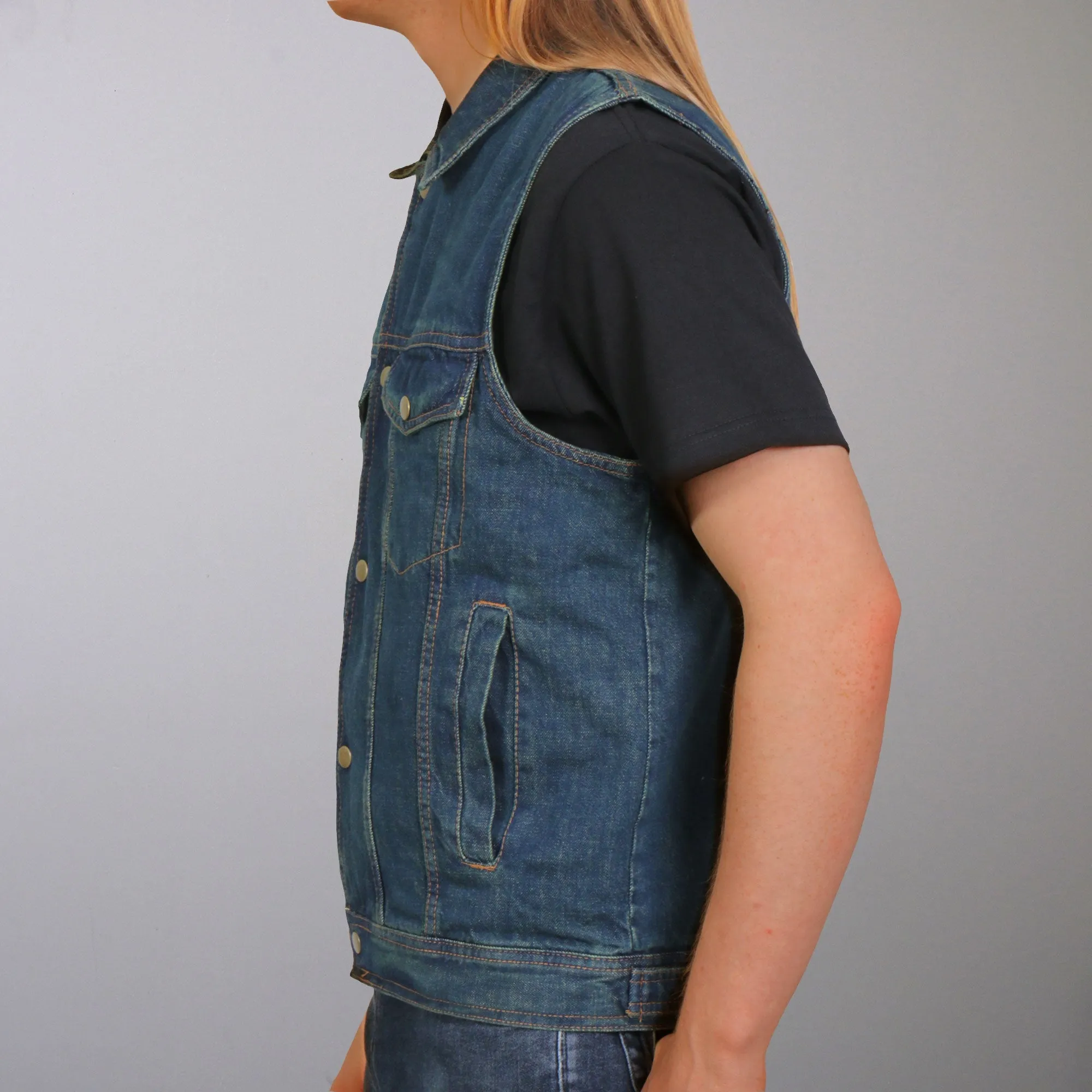 Hot Leathers VSM6001 Men's Motorcycle style Blue Denim Biker Vest