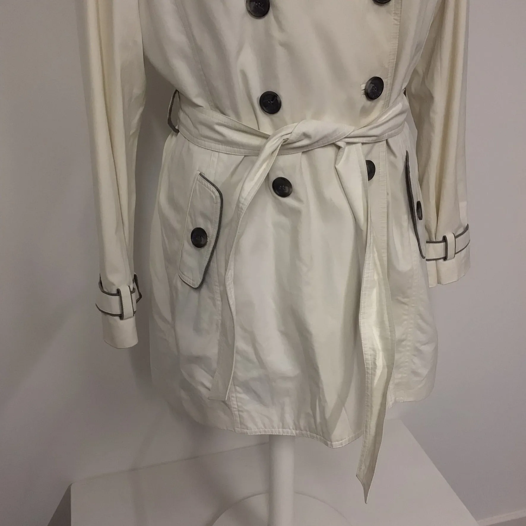 Jaeger Cream Trench Coat w/Removable Wool Inner Gilet Size L