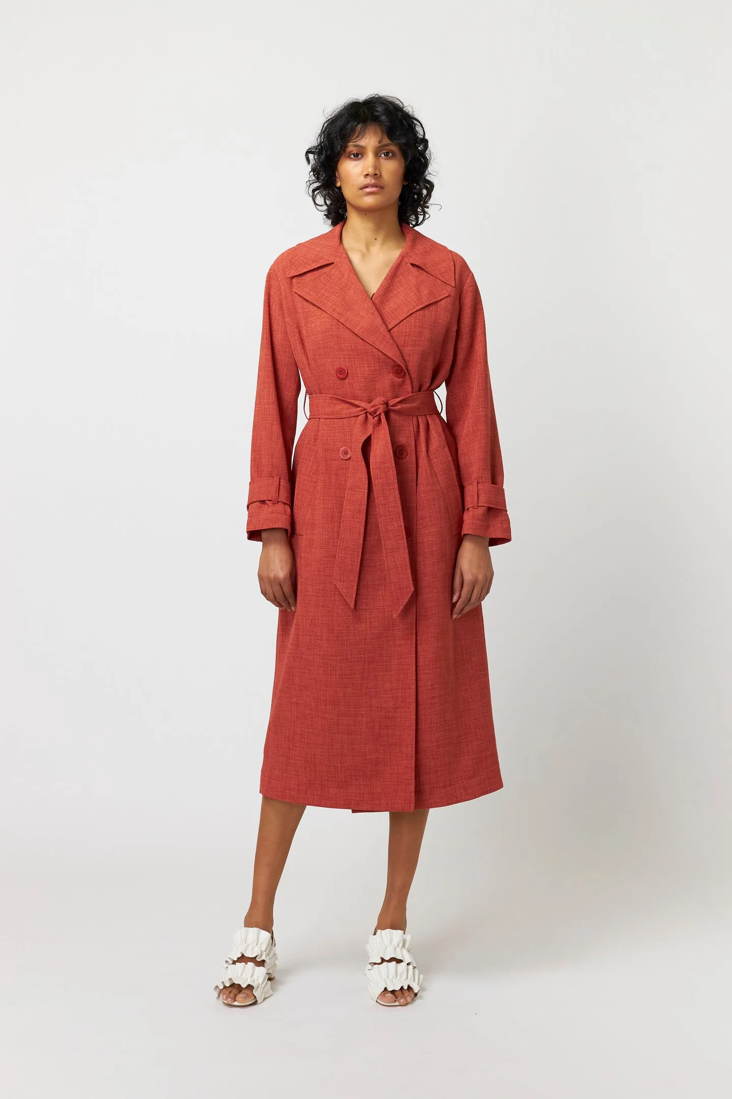 Kate Sylvester Lucie Trench Coat Brick