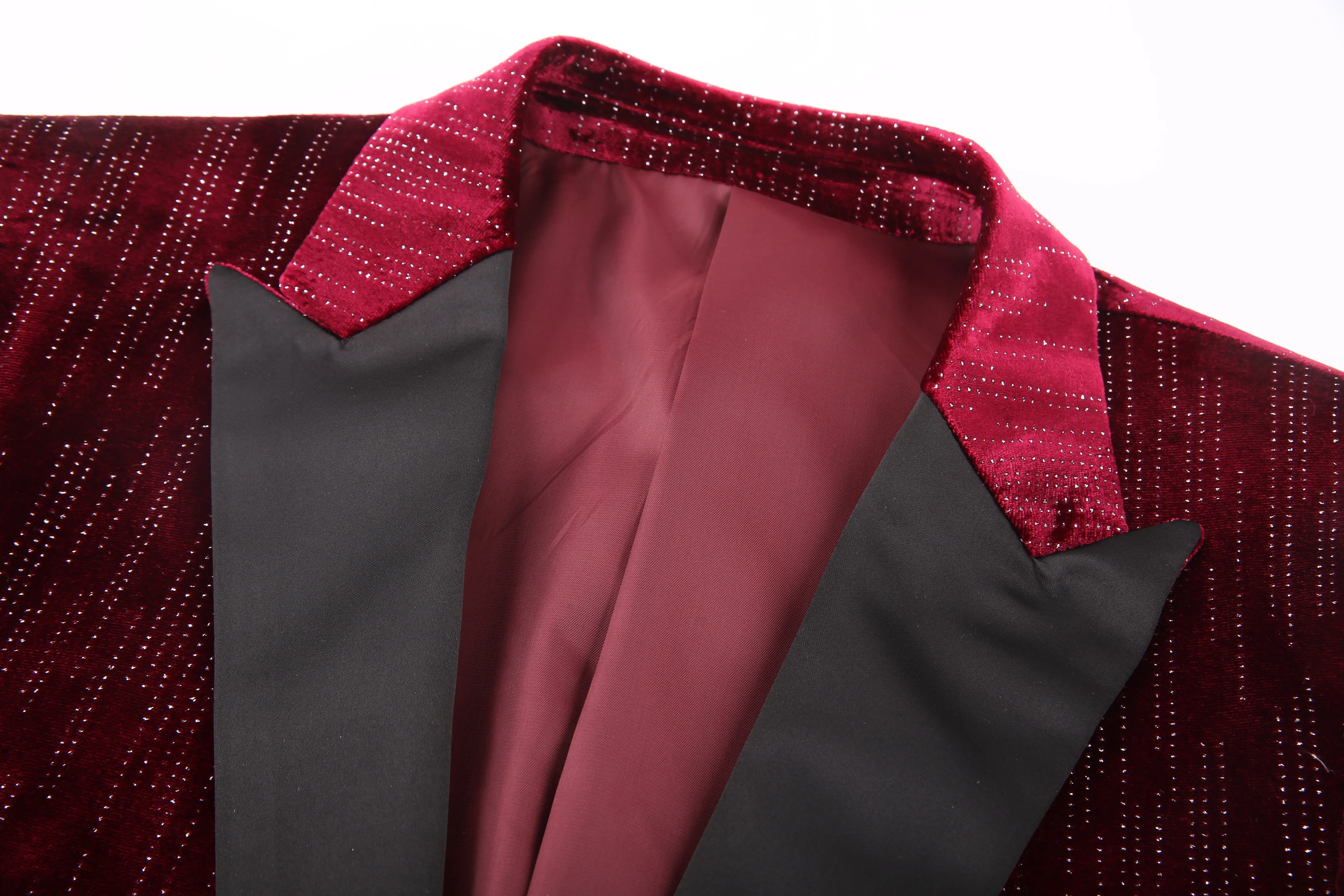 Luxury Slim Fit Suit Separate - Burgundy Velvet Texture Sportcoat