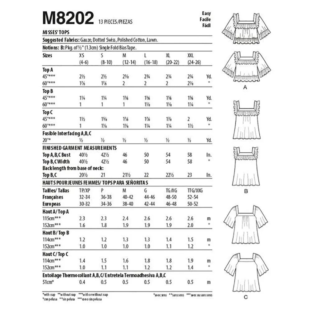 M8202 Misses' Tops