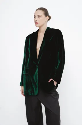 MADAGASCAR feather-trimmed silk-blend velvet blazer