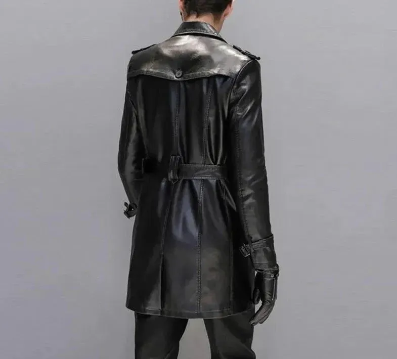 Men's Leather Trench Coat