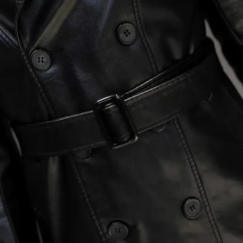 Men's Leather Trench Coat