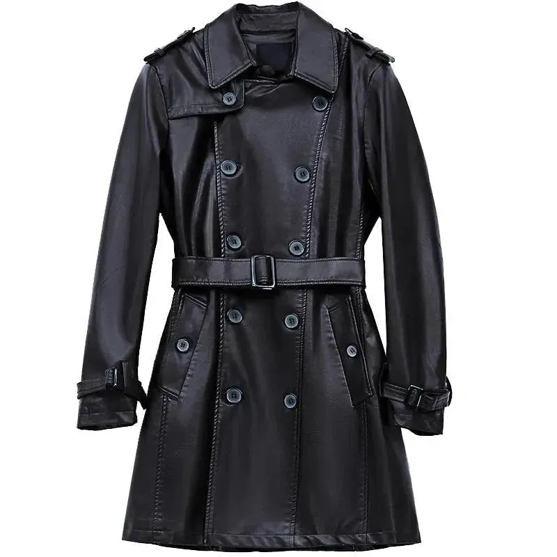 Men's Leather Trench Coat