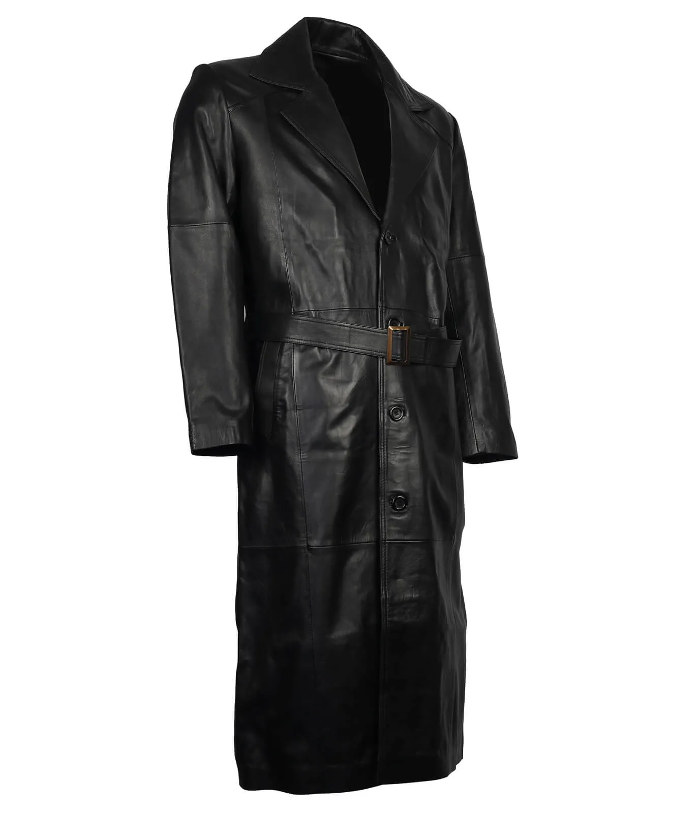 Men’s Sheepskin Black Long Trench Coat