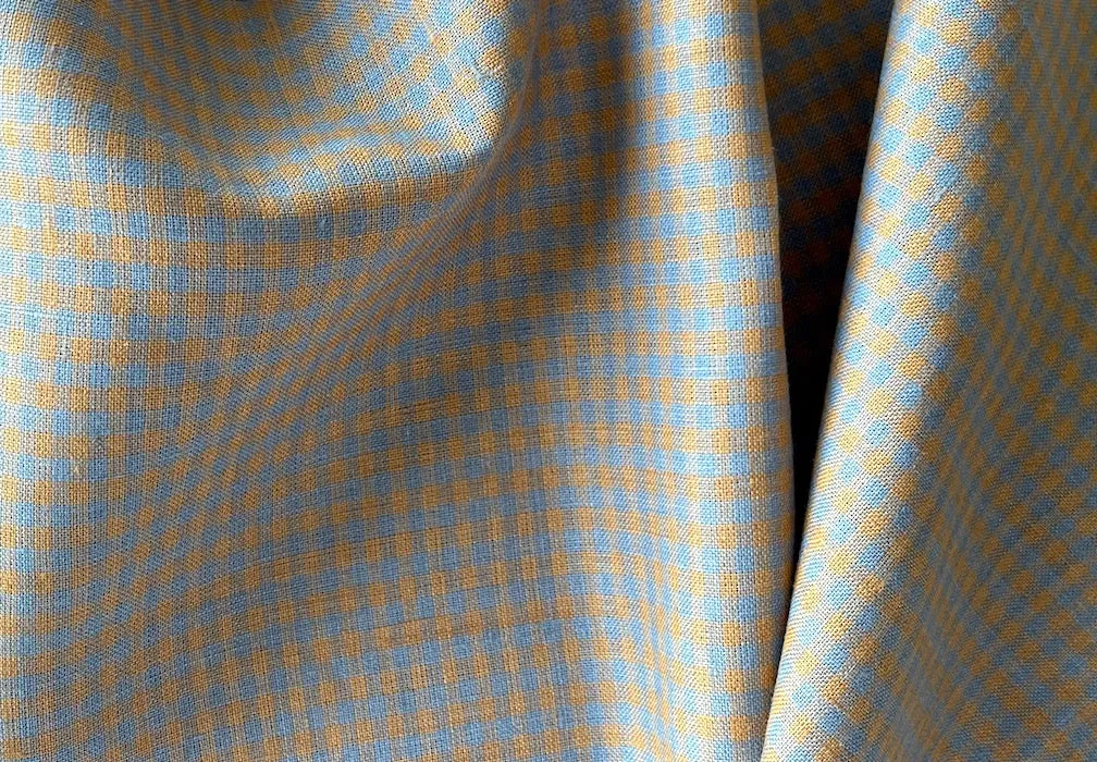 Mid-Weight Cantalope Sky Buffalo Check Linen (Made in Poland)