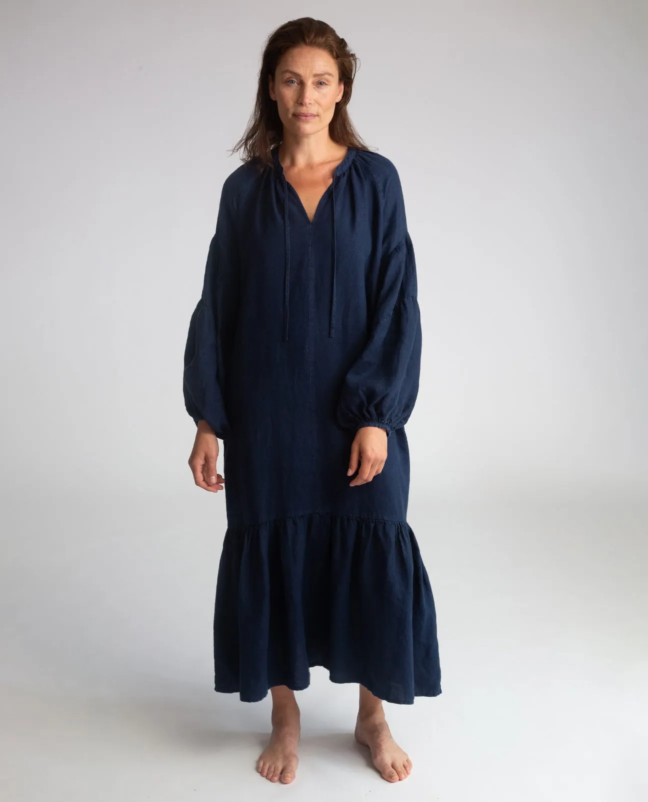 Odessa Linen Dress In Navy