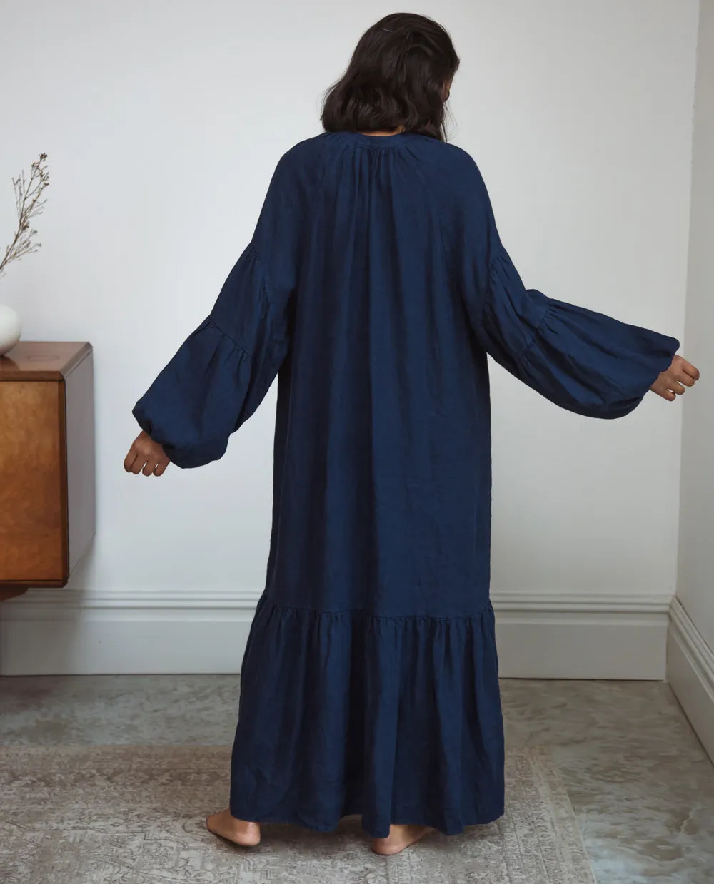 Odessa Linen Dress In Navy