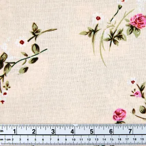 Printed Rayon/Linen Fabric, Cream Stems - Width 143cm