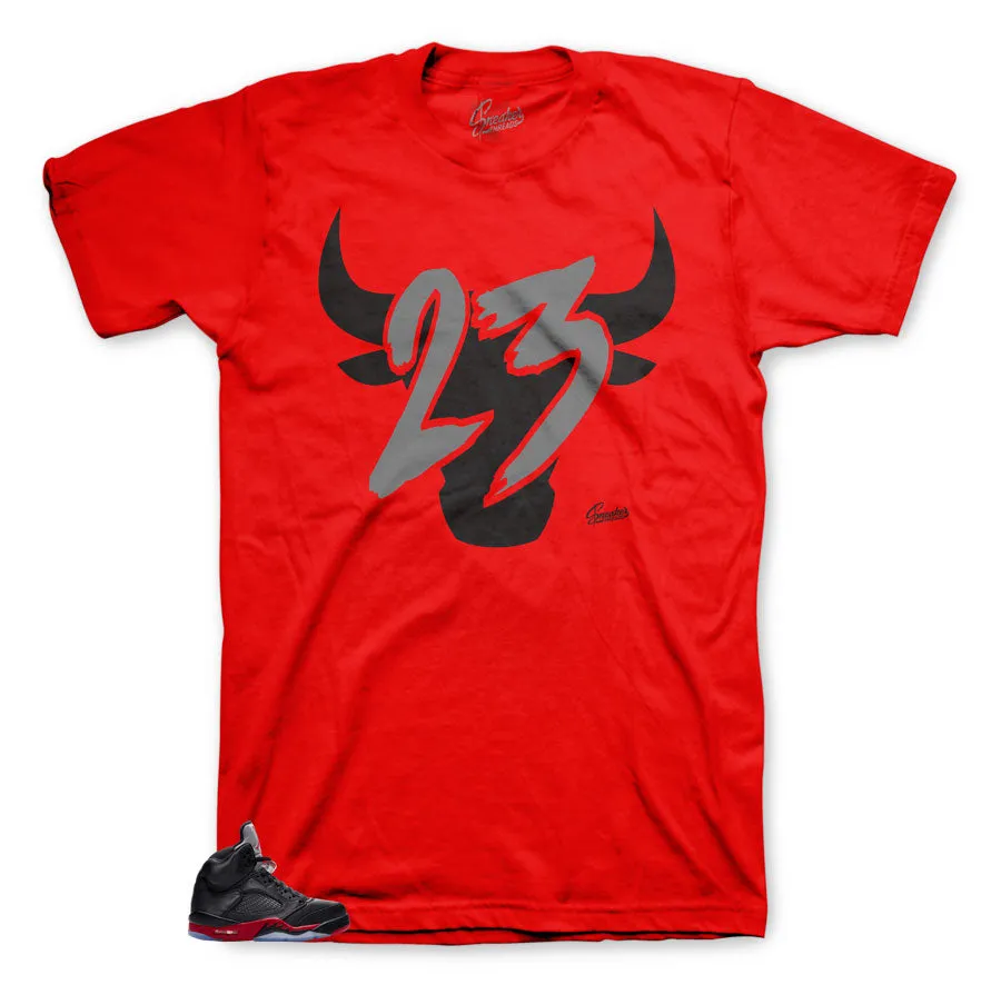 Retro 5 Satin Red Toro Shirt