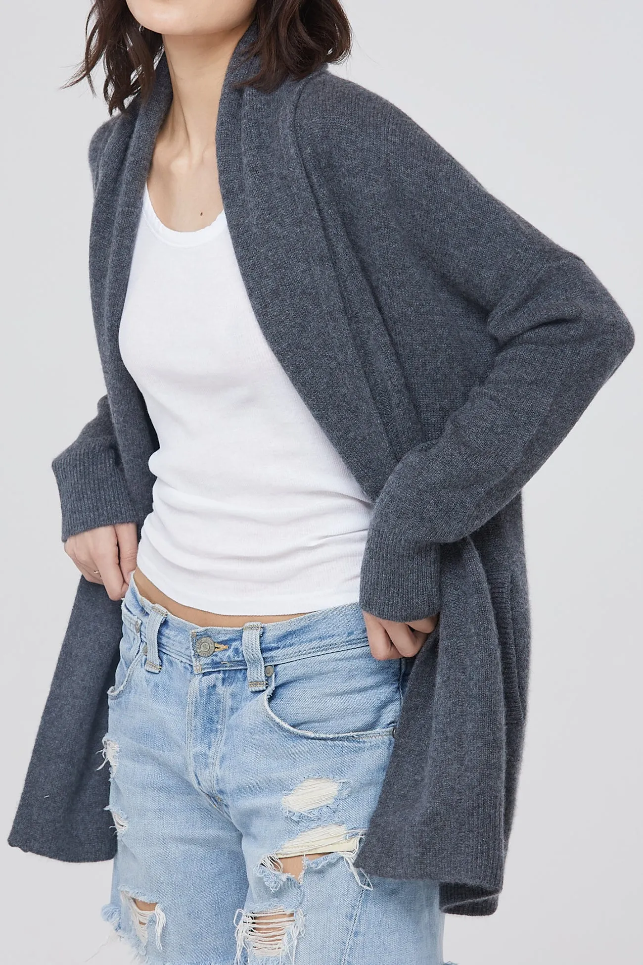 RIVER SHAWL CASHMERE CARDIGAN