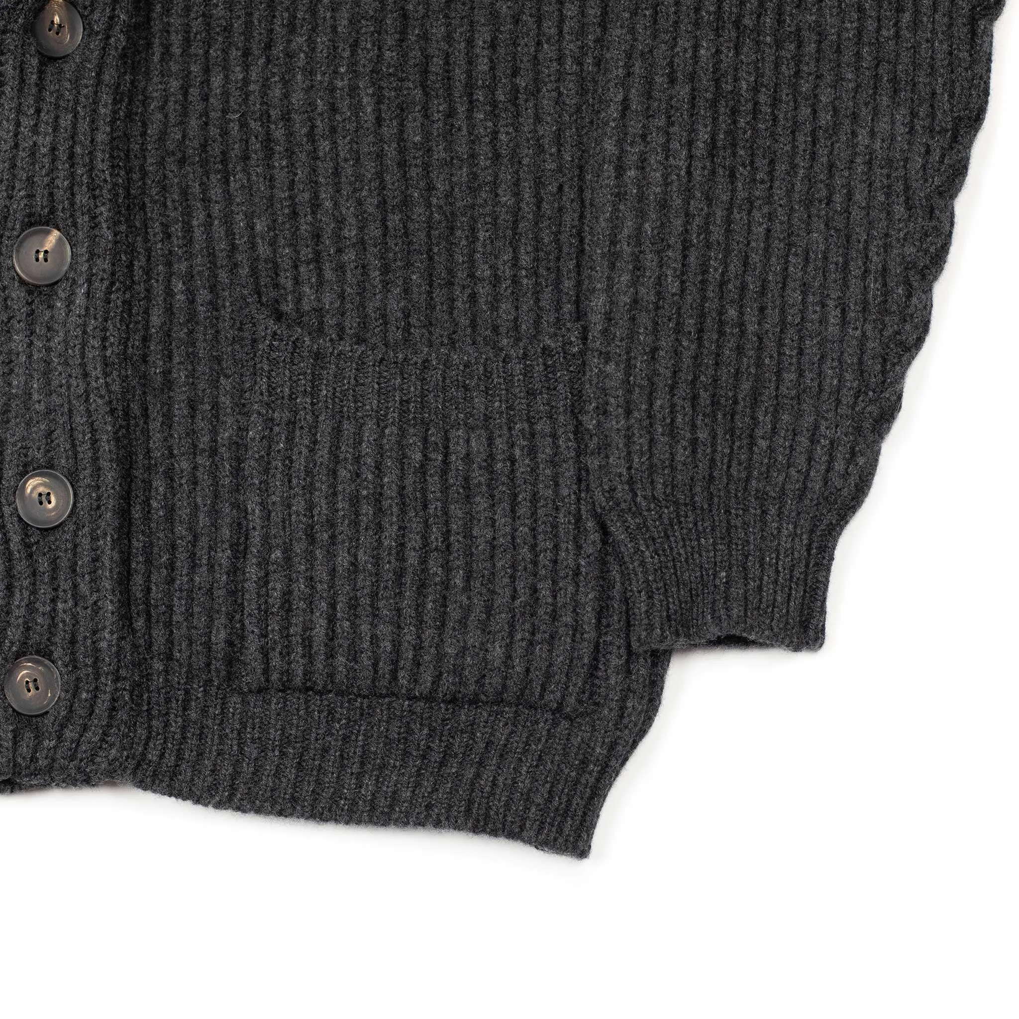 Shawl collar 4-ply cardigan jacket in Charcoal grey supergeelong lambswool