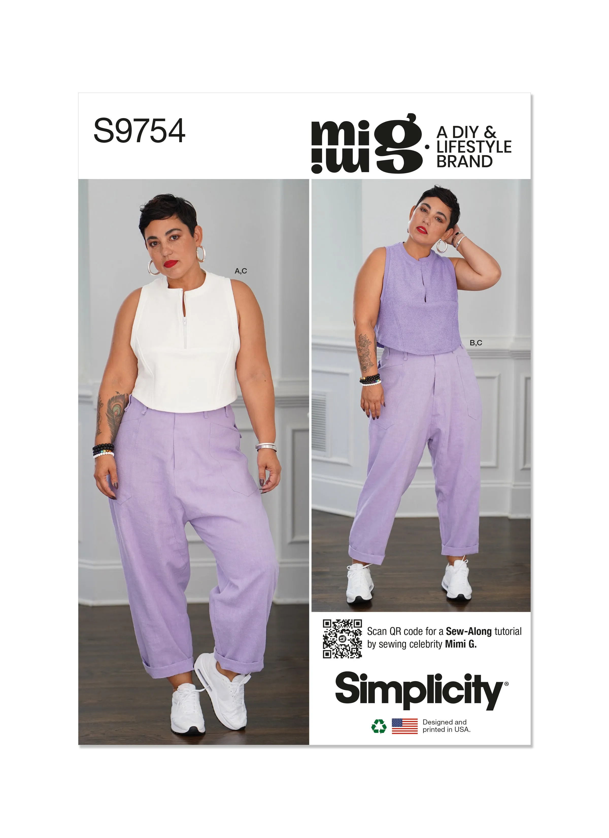 Simplicity 9754 sewing pattern Misses' Tops and Cargo Pants by Mimi G Style