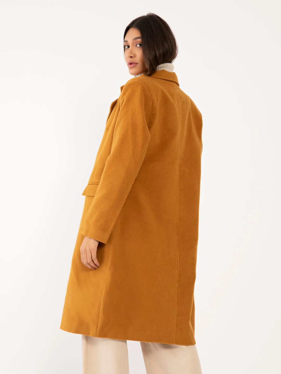 Tan Solid Trench Coat