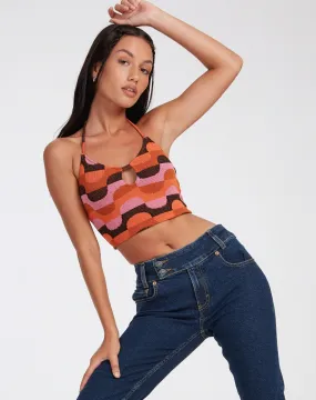 Tavi Crop Top in Abstract Art Pink