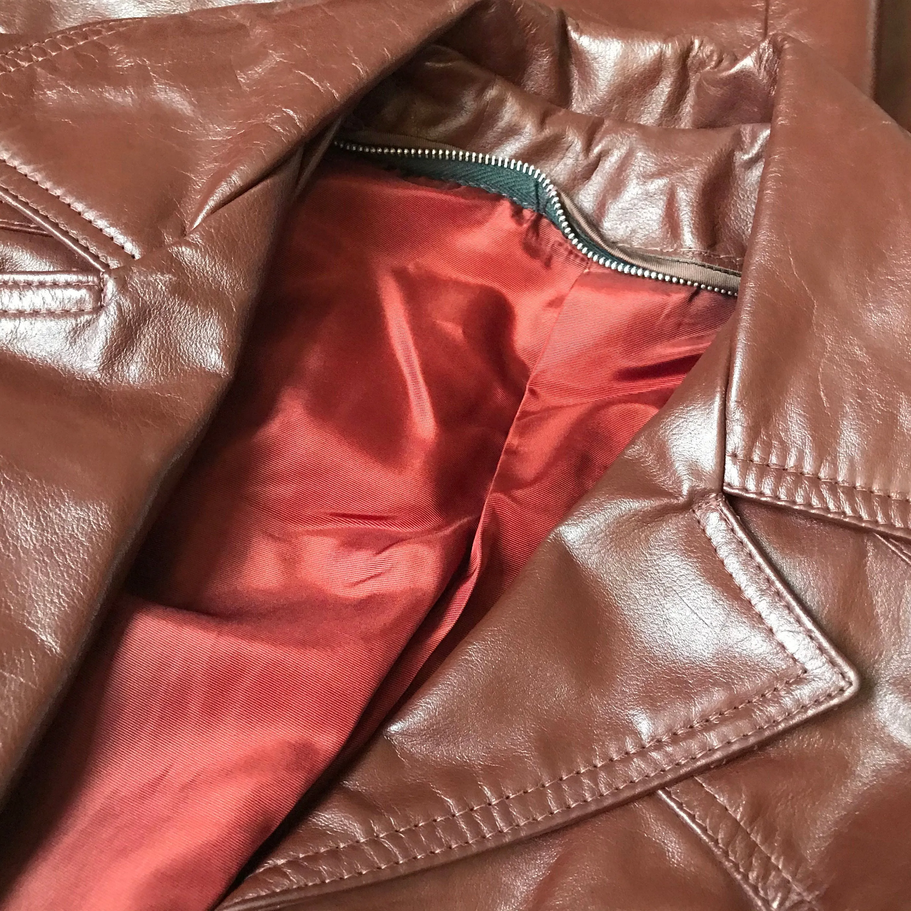 Vintage 1970s Cognac Leather Trench Coat