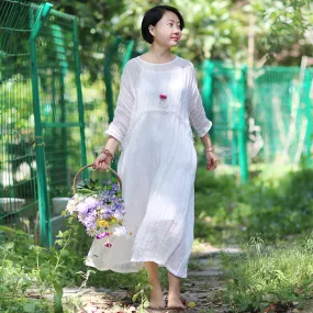 White Women Dresses Loose Fitting Spring Summer Women Dresses WC961835