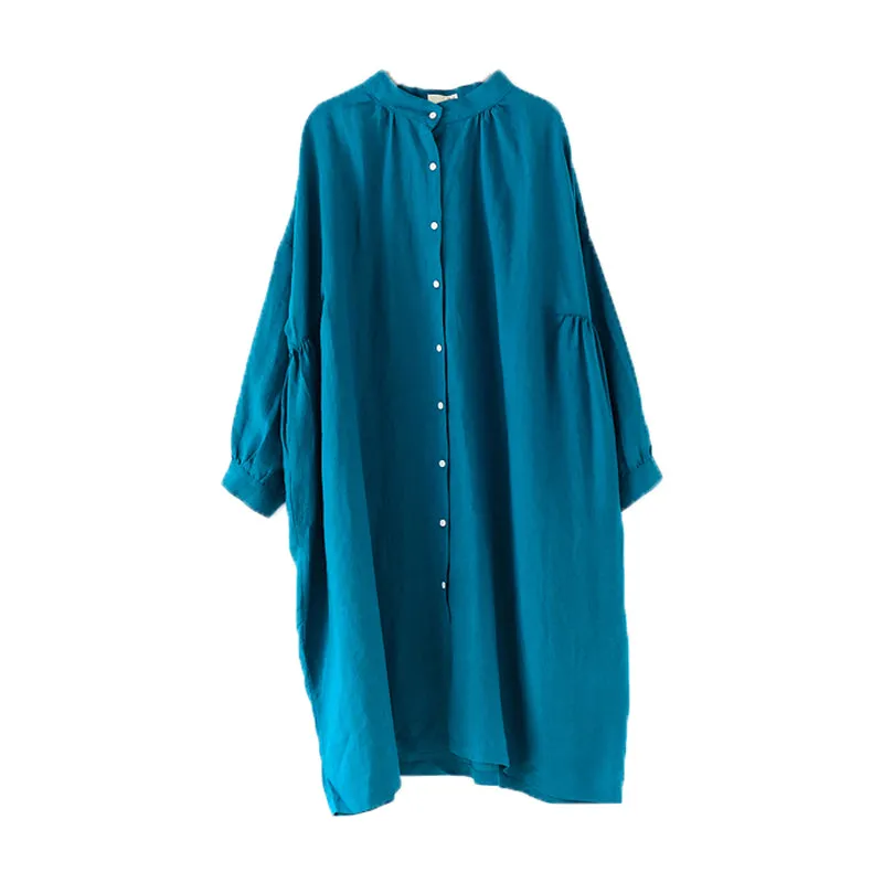 Women Loose Fitting Linen Dresses Summer Casual Women Shirts Dresses AMT96224