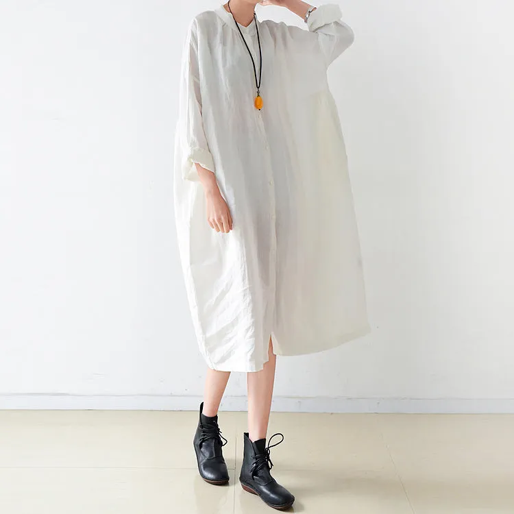 Women Loose Fitting Linen Dresses Summer Casual Women Shirts Dresses AMT96224