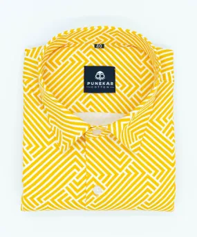 Yellow Color Printed Shirt For Men