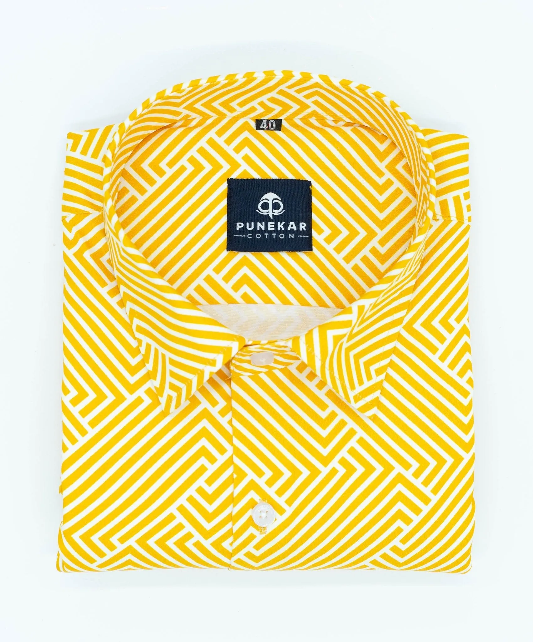 Yellow Color Printed Shirt For Men