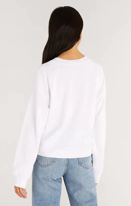 Z Supply Cayden White Raglan Sweatshirt